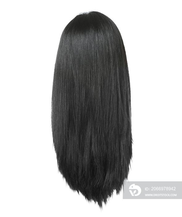 Black female hair on white background