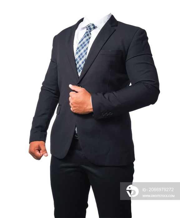 Asian man in black suit On transparent background, PNG file.