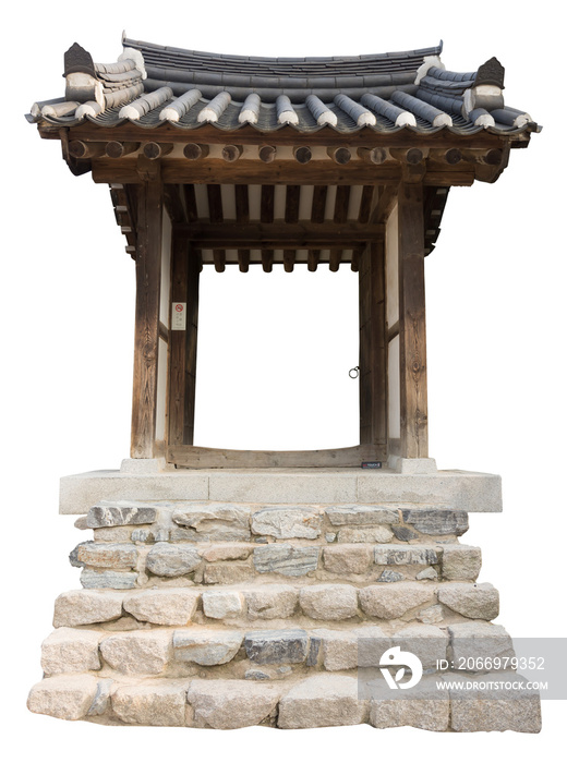 Isolated PNG cutout of a beautiful traditional Korean gate on a transparent background, ideal for photobashing, matte-painting, concept art