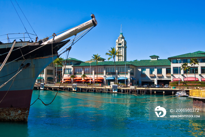 The Aloha Tower at Honolulu Harbor, Honolulu, Oahu,Hawaiʻi, USA