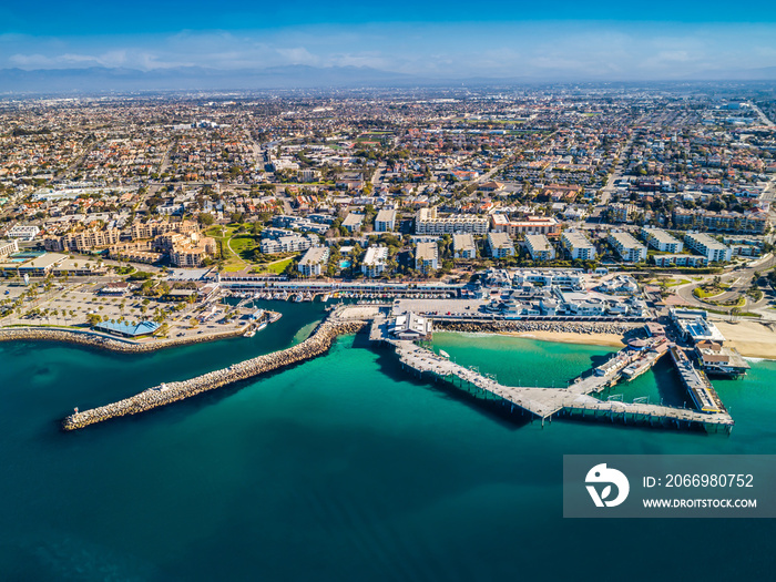 The Redondo Beach Pier in California as seen from the Pacific Ocean