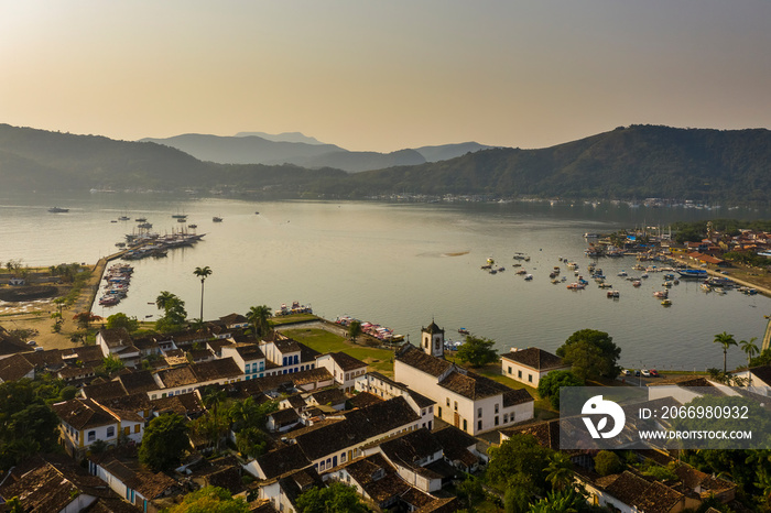 dawn at the port of the city of Paraty, Rio de Janeiro, Brazil.