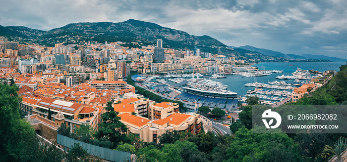 View of Monaco with Formula one race track