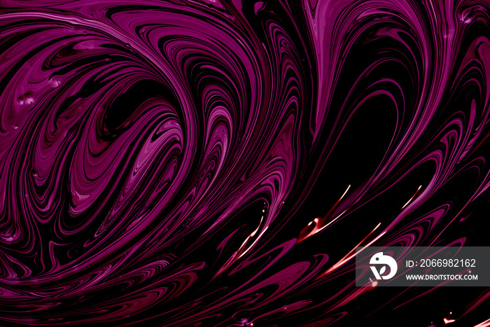 Abstract purple color berry liquid viscous background. Waves and streaks acrylic paint pattern