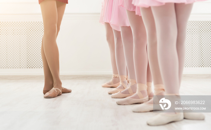 Ballet background, young ballerinas training