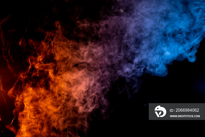 abstract red and blue smoke on black background