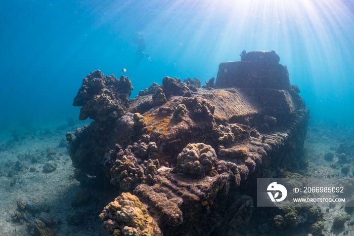 World war 2 wreck underwater in Papua New Guinea