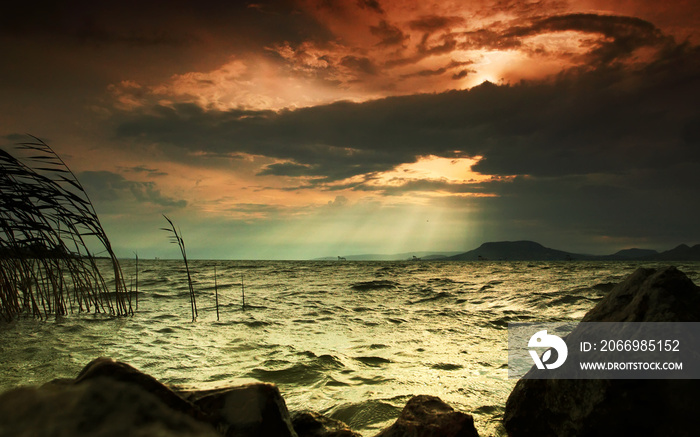 Lake Balaton after storm, Hungary