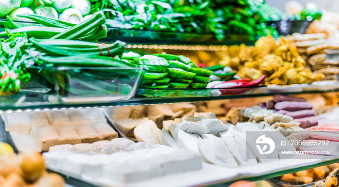 Food ingredients and dishes sold in a singapore restaurant