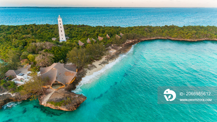 aerial view of the chumbe island coral park, Zanzibar