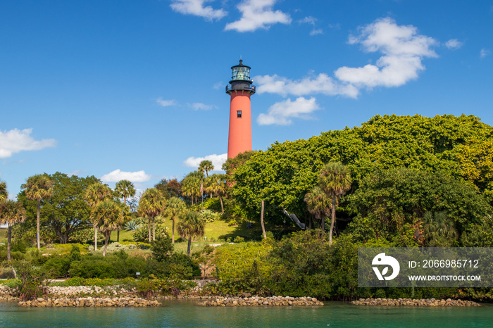 Red Colored Lighthouse near Jupiter, Floriday