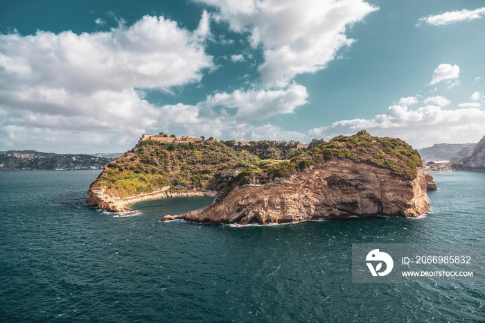 aerial view of Island of Nisida in the Naples gulf