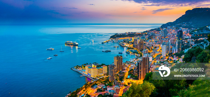 View of the city of Monaco. French Riviera