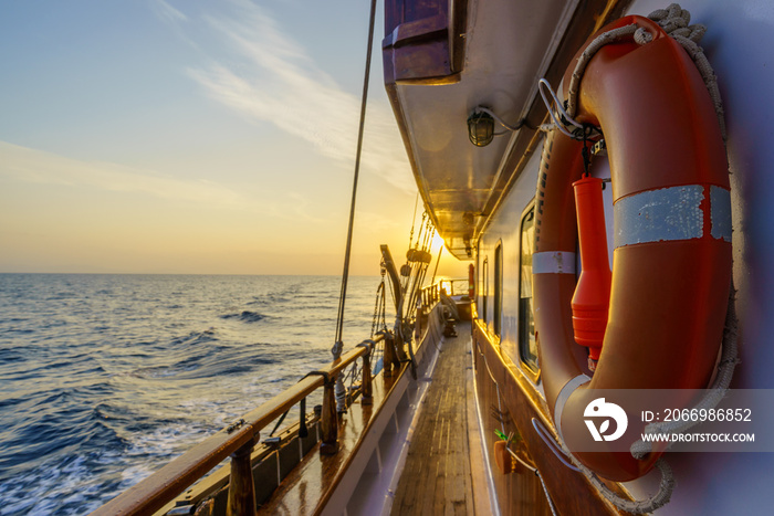 Sunset at the Sailboat deck while cruising