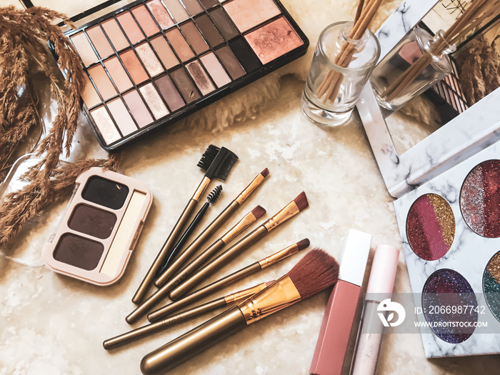 Make up stuff on the marble table