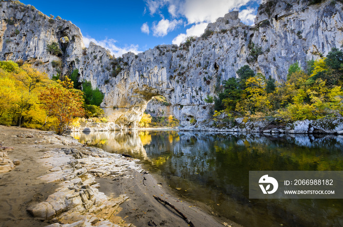 Natural arch over the river at Pont d’Arc in Ardeche