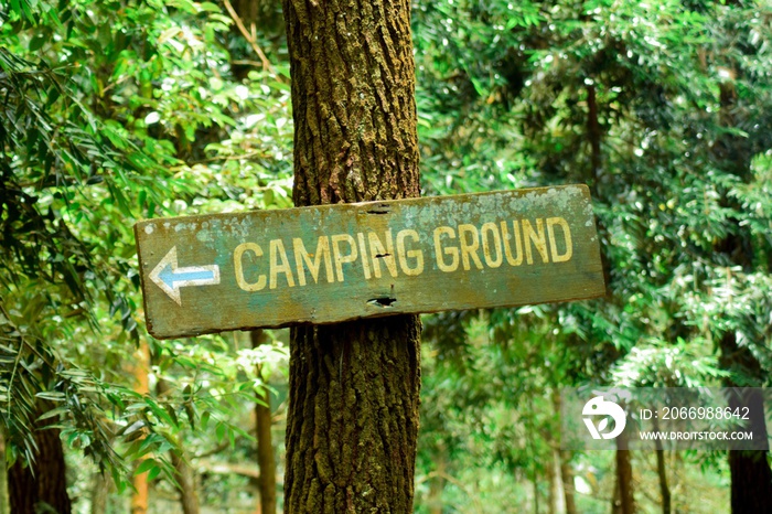 Camp Signboard in the mountain