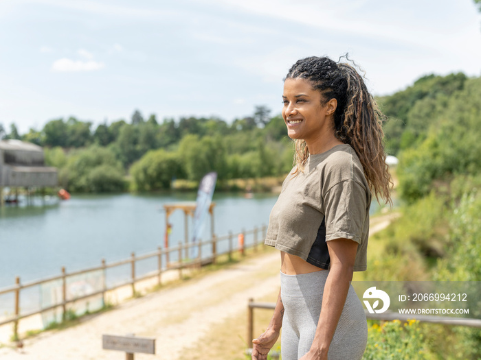 Portrait of smiling woman looking at view