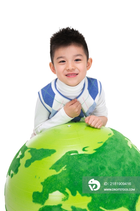 创意绿色地球和儿童