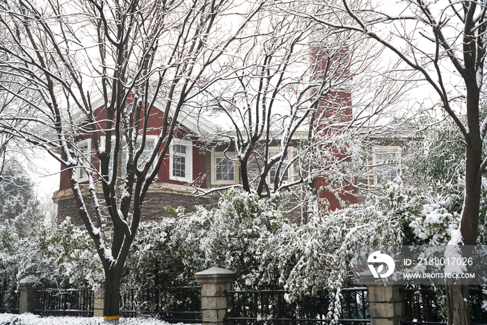 大雪后的私家别墅