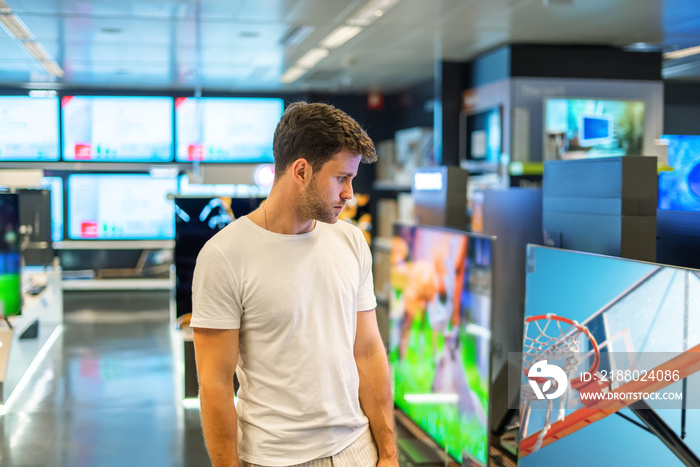 Male customer in electronics store