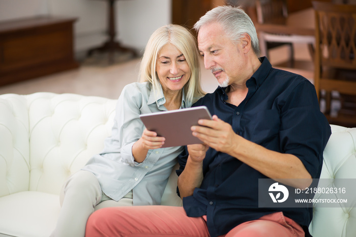 Mature couple using a digital tablet