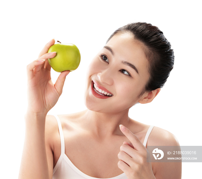青年女人吃苹果