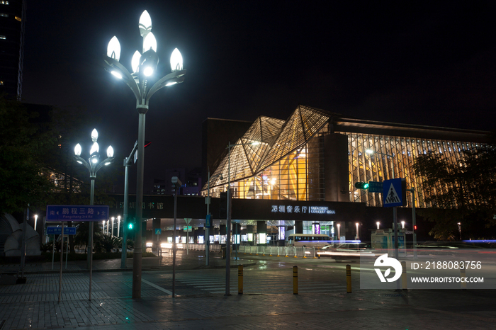 广东省深圳城市建筑夜景