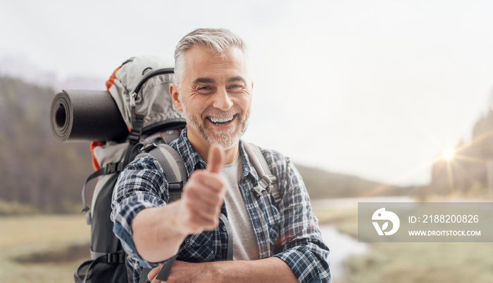 Hiker giving a thumbs up