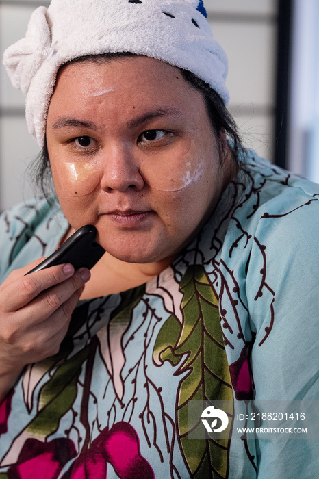 Group of friends doing their skin care together at home