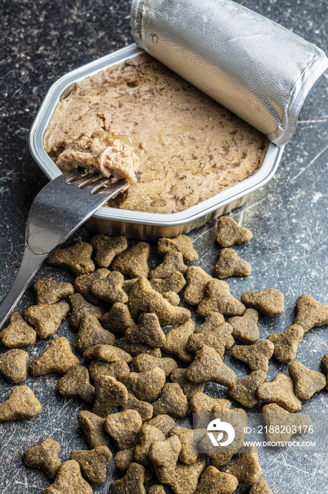 Wet pet food. Cat or dog pate.