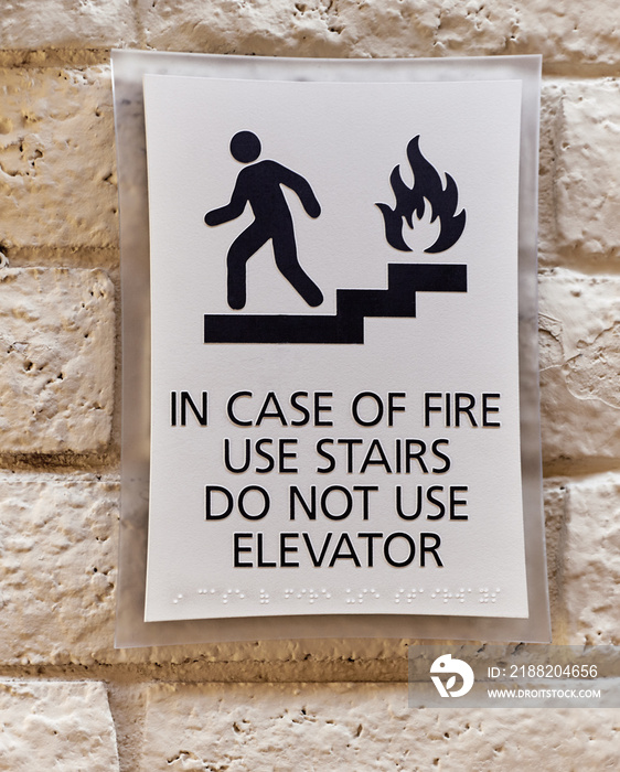 In Case of Fire Warning Sign