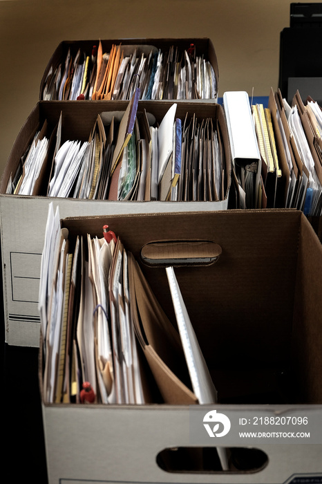 Boxes of Files in Office for Business School