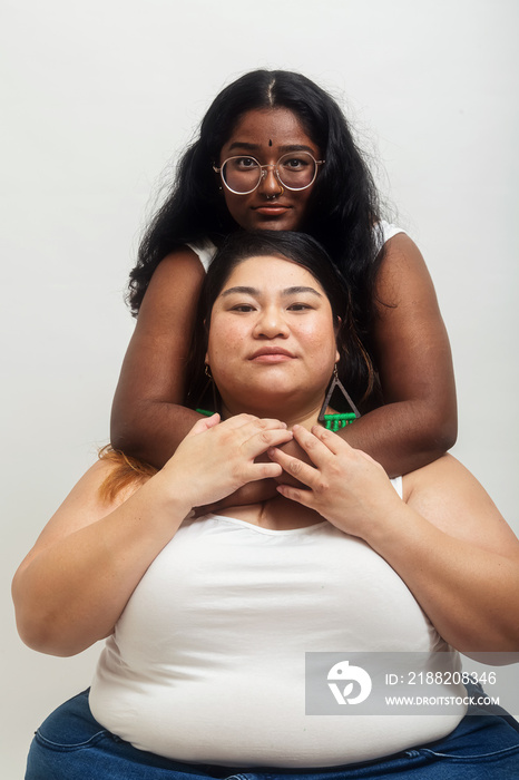 Asian duo lifestyle studio portrait shot