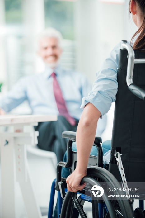 Disabled woman having a business meeting