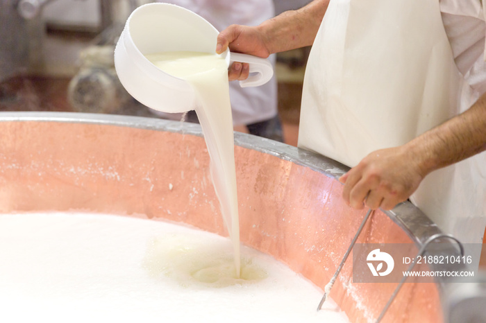 Parmesan cheese prduction process in Bologna Italy