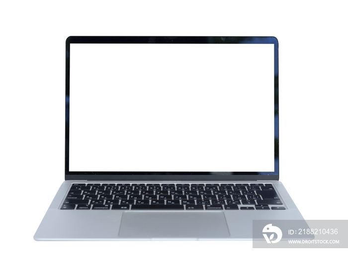 Laptop with blank screen isolated