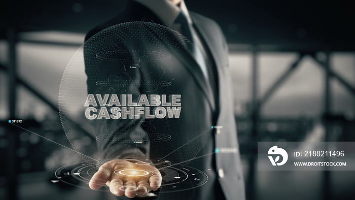 Available Cashflow with hologram businessman concept