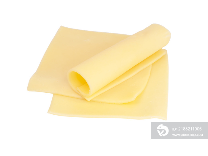 Tasty cheese slice appetizer isolated on the white