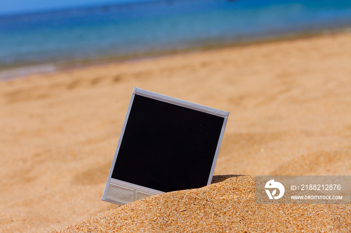 instant photo on a beach