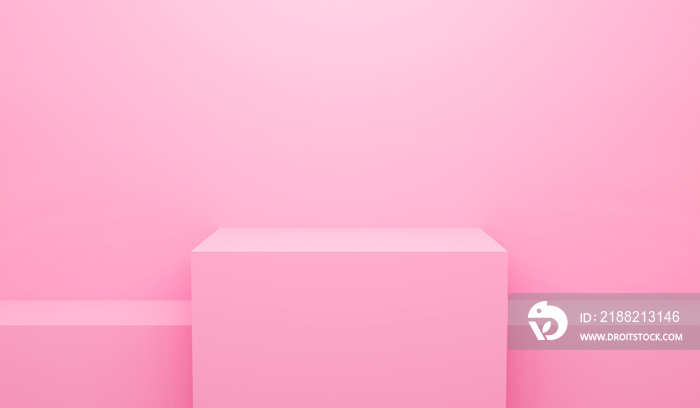 3D render illustration of pink abstract geometric background or texture. Bright pastel podium or pedestal backdrop. Blank minimal design concept. Stage for awards ceremony on website in modern.