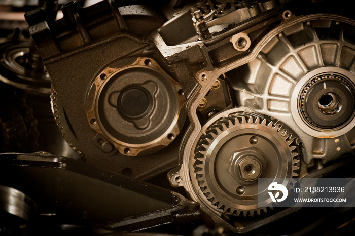 Gear motor in the engine cars abstract background