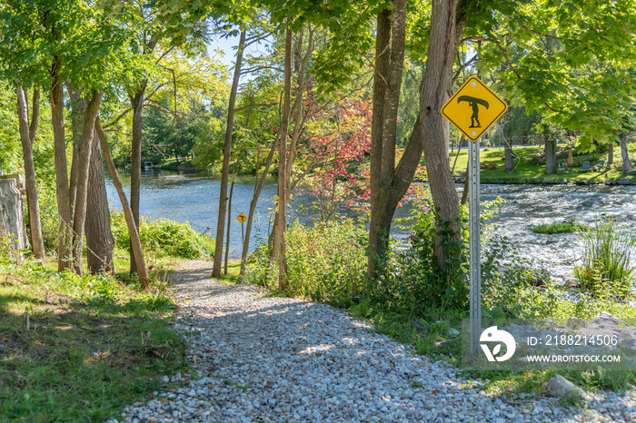 Canoe launch sign ramp to the river