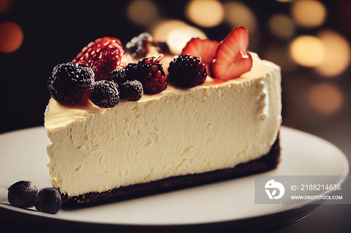 cheesecakes with fresh berries and strawberry, digital photo illustration