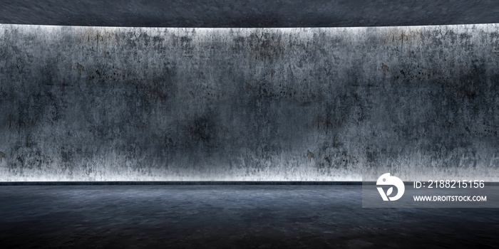 3d blank concrete space with lights