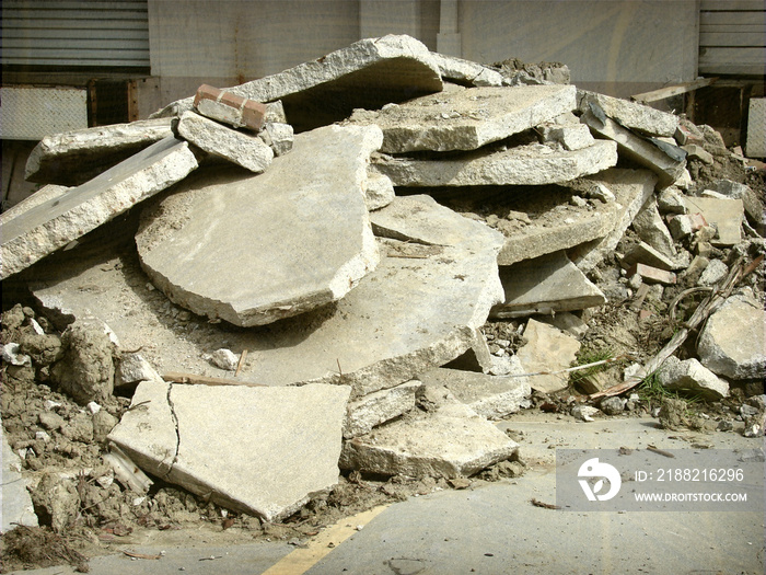 aged and worn vintage photo of concrete rubble