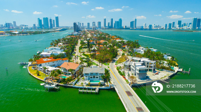 Aerial view of Venetian Islands, Miami Beach, South Beach, Florida, USA.