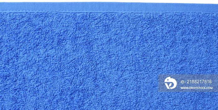 Blue beach towel texture. Blue beach towel background. Top view.