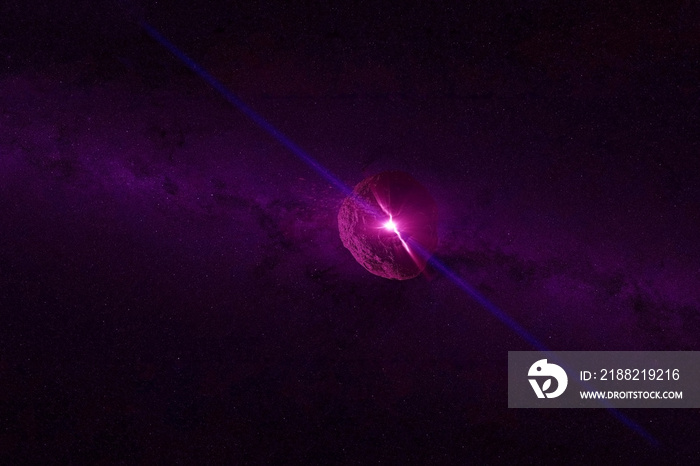 A neutron star, a pulsar, on a dark background. Elements of this image were furnished by NASA.