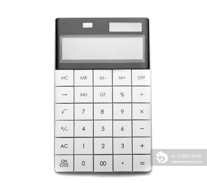 Modern calculator on white background